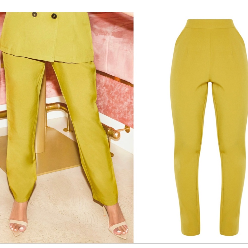 Pretty Little Thing Olive High Waisted Tailored Cigarette Pants Size 12